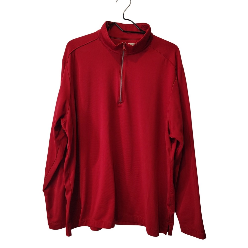 Greg Norman Play Dry Mens XXL Red Quarter Zip Pullover Golf Shirt Long Sleeve